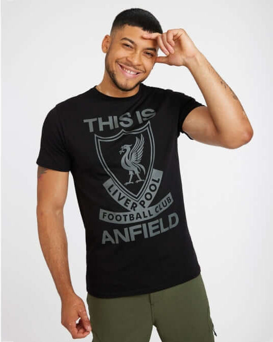 LFC Mens This Is Anfield Print Tee Black Official LFC Store