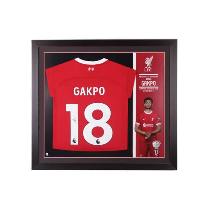 LFC Signed 23/24 Gakpo Framed Shirt Official LFC Store