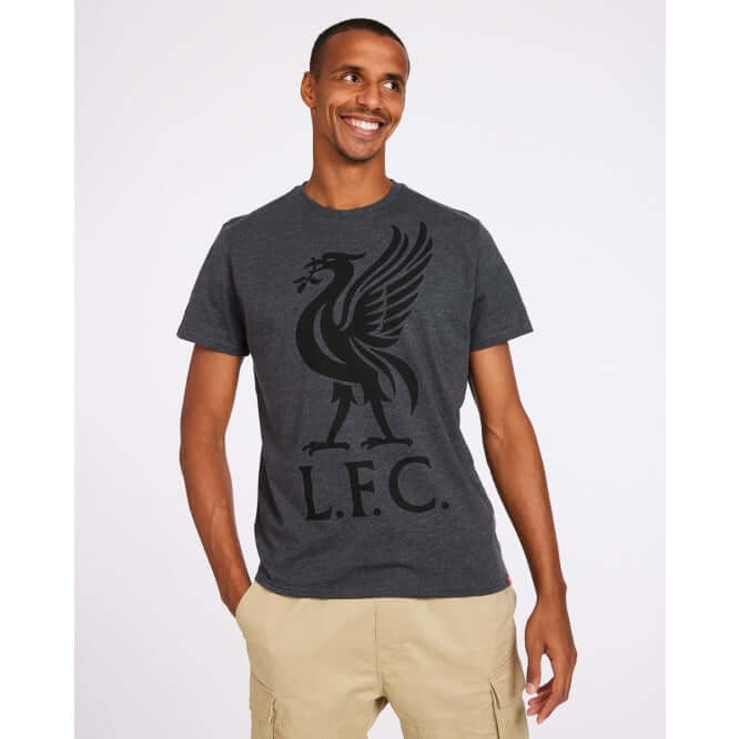 LFC Mens Charcoal Liverbird Tee Official LFC Store