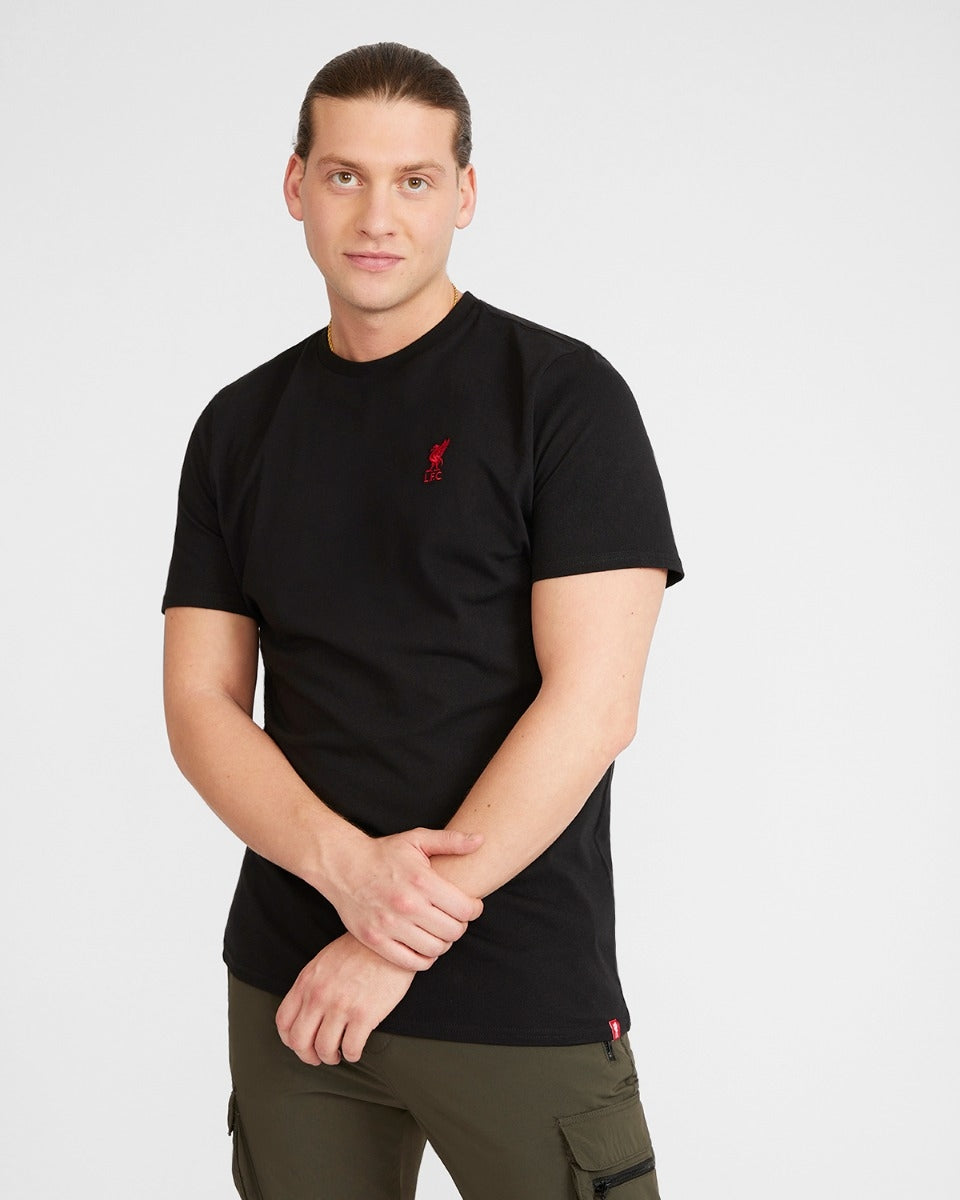 Liverpool FC Mens Black Liverbird Emblem Tee Official LFC Store