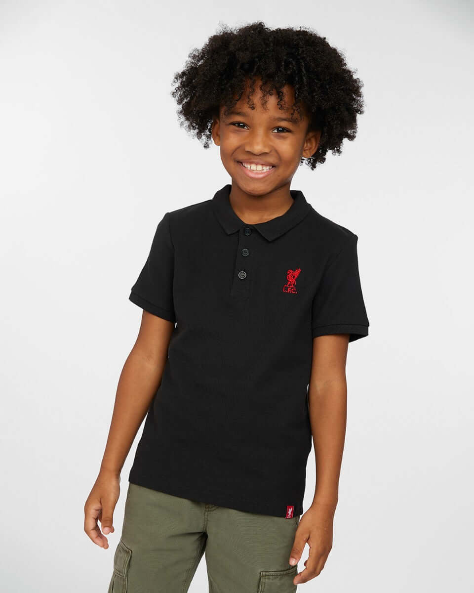 LFC Junior Short Sleeve Polo Black Official LFC Store