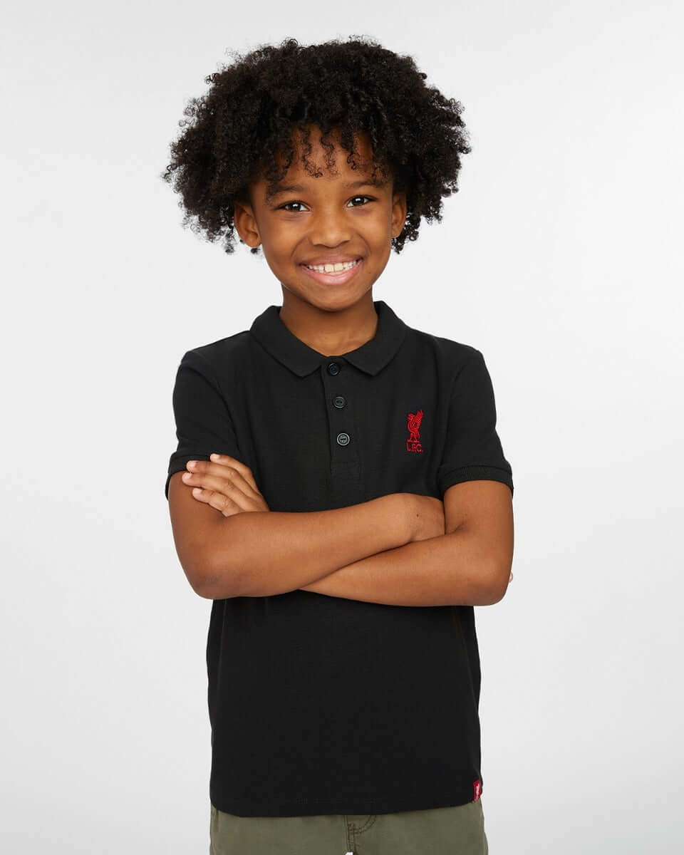 LFC Junior Short Sleeve Polo Black Official LFC Store
