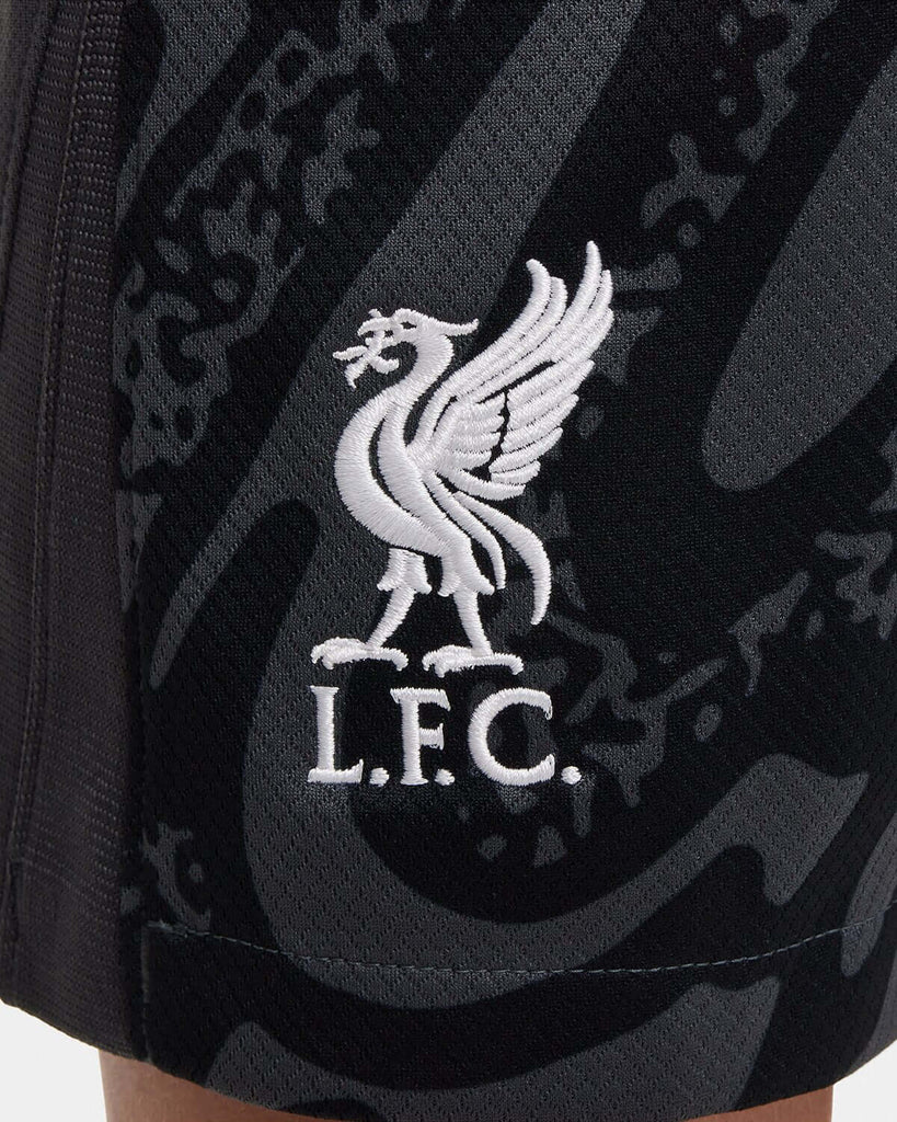 Liverpool Nike youth 24/25 black goalkeeper stadium shorts