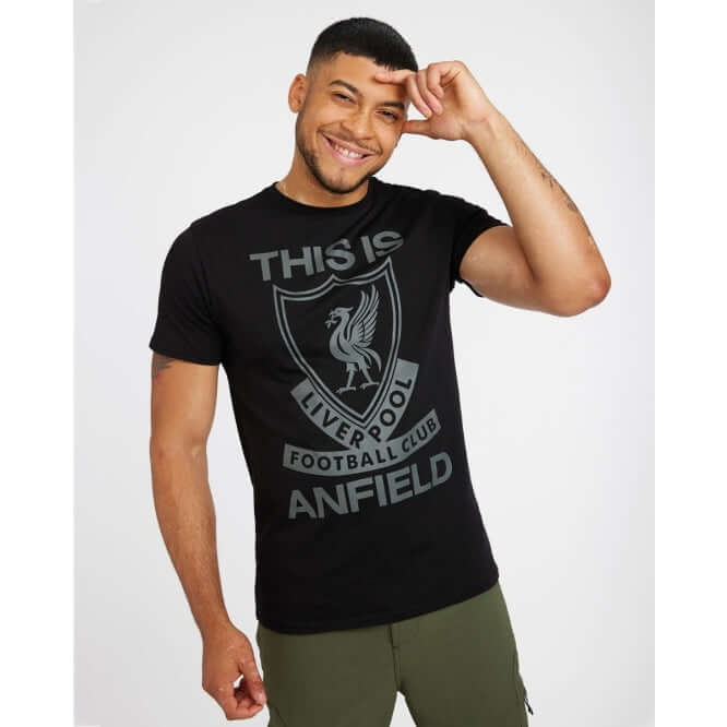 LFC Mens This Is Anfield Print Tee Black Official LFC Store