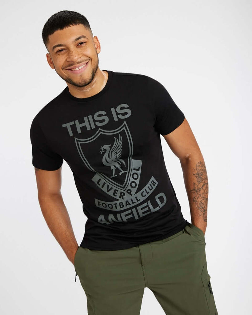 LFC Mens This Is Anfield Print Tee Black Official LFC Store