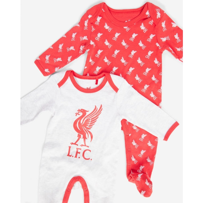 LFC 2 Pack Red & Grey Baby Sleep Suits Official LFC Store