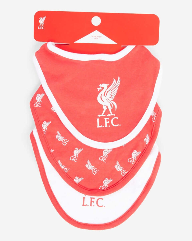 LFC Baby 3 Pack Red & White Bib Set Official LFC Store