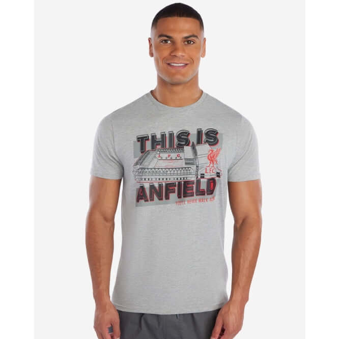 LFC Mens Anfield YNWA Tee Grey Marl Official LFC Store