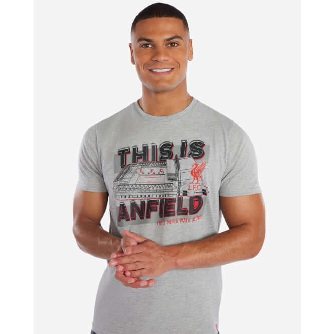 LFC Mens Anfield YNWA Tee Grey Marl Official LFC Store