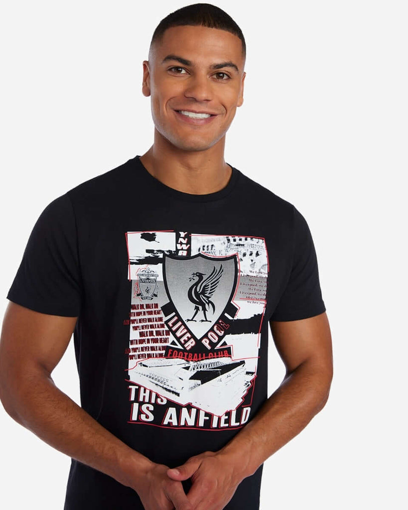 LFC Mens Anfield Crest Tee Black Official LFC Store