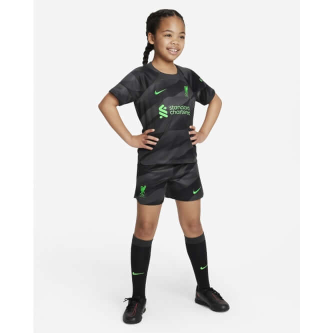 LFC Nike Little Kids 23/24 Black Goalkeeper Kit Official LFC Store