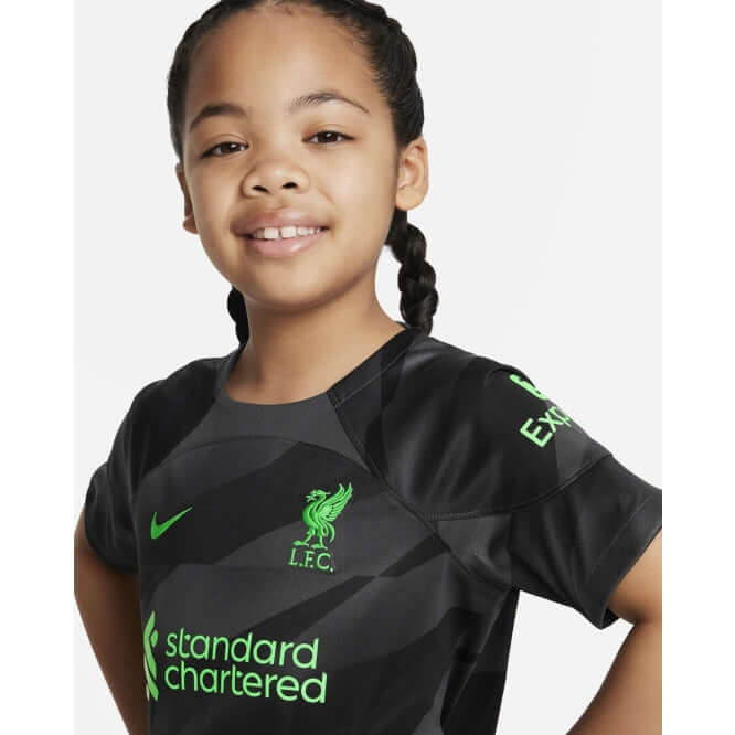 LFC Nike Little Kids 23/24 Black Goalkeeper Kit Official LFC Store