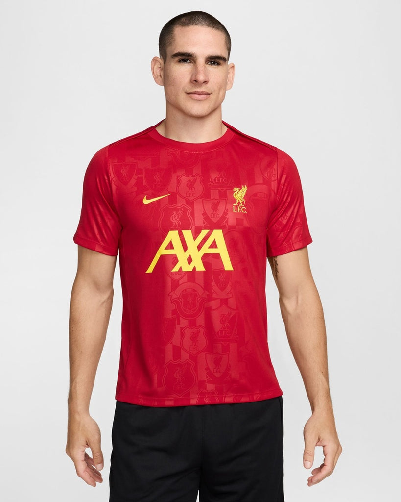 Liverpool Nike mens 24/25 home pre-match short sleeve top gym red