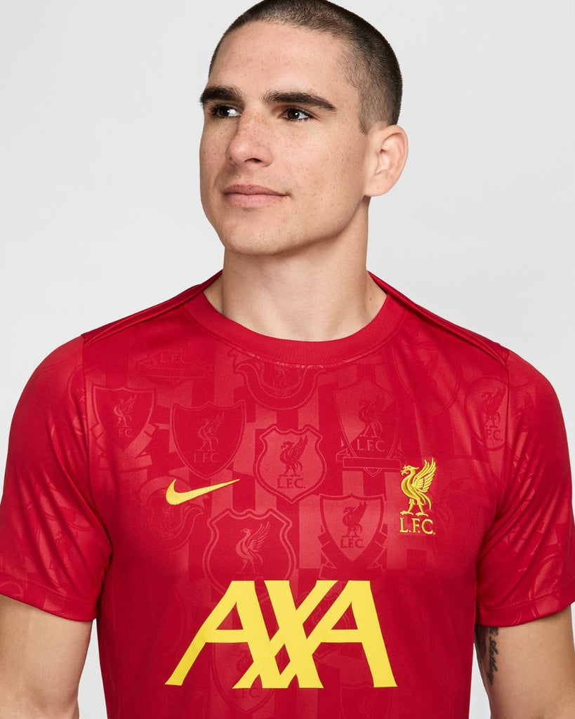 Liverpool Nike mens 24/25 home pre-match short sleeve top gym red