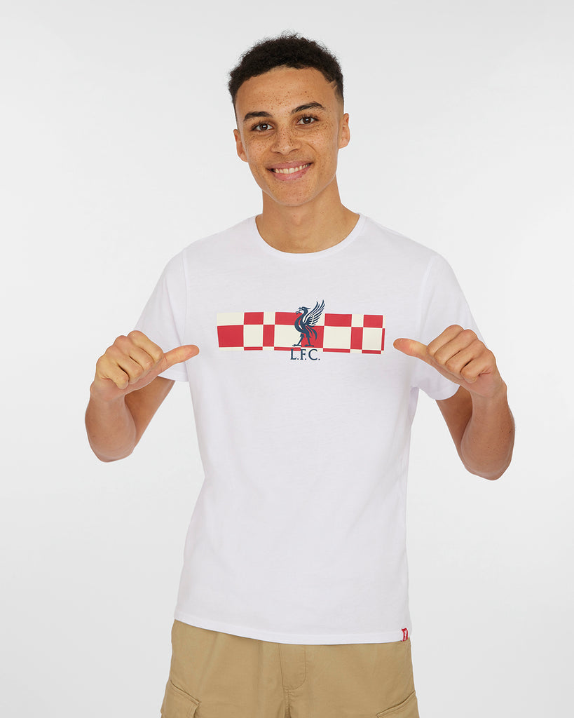LFC Mens Flag Check White Tee Official LFC Store