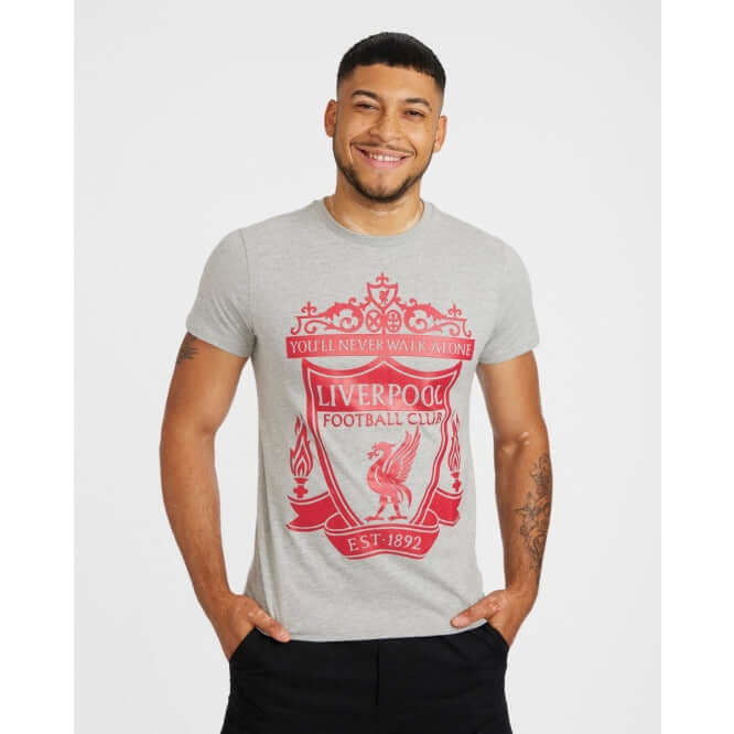 LFC Adults Grey Marl Crest Tee Official LFC Store