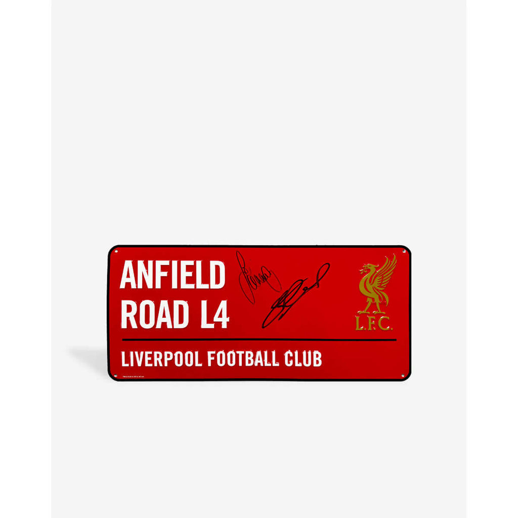LFC Jamie Carragher & Steven Gerrard Dual Signed Red Anfield Road Sign Official LFC Store