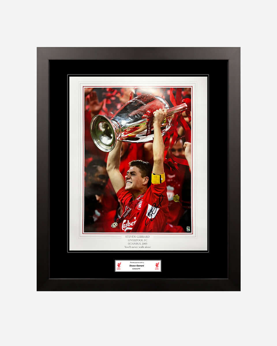 LFC Steven Gerrard Signed 2005 UEFA Champions League Winner Framed Image Official LFC Store