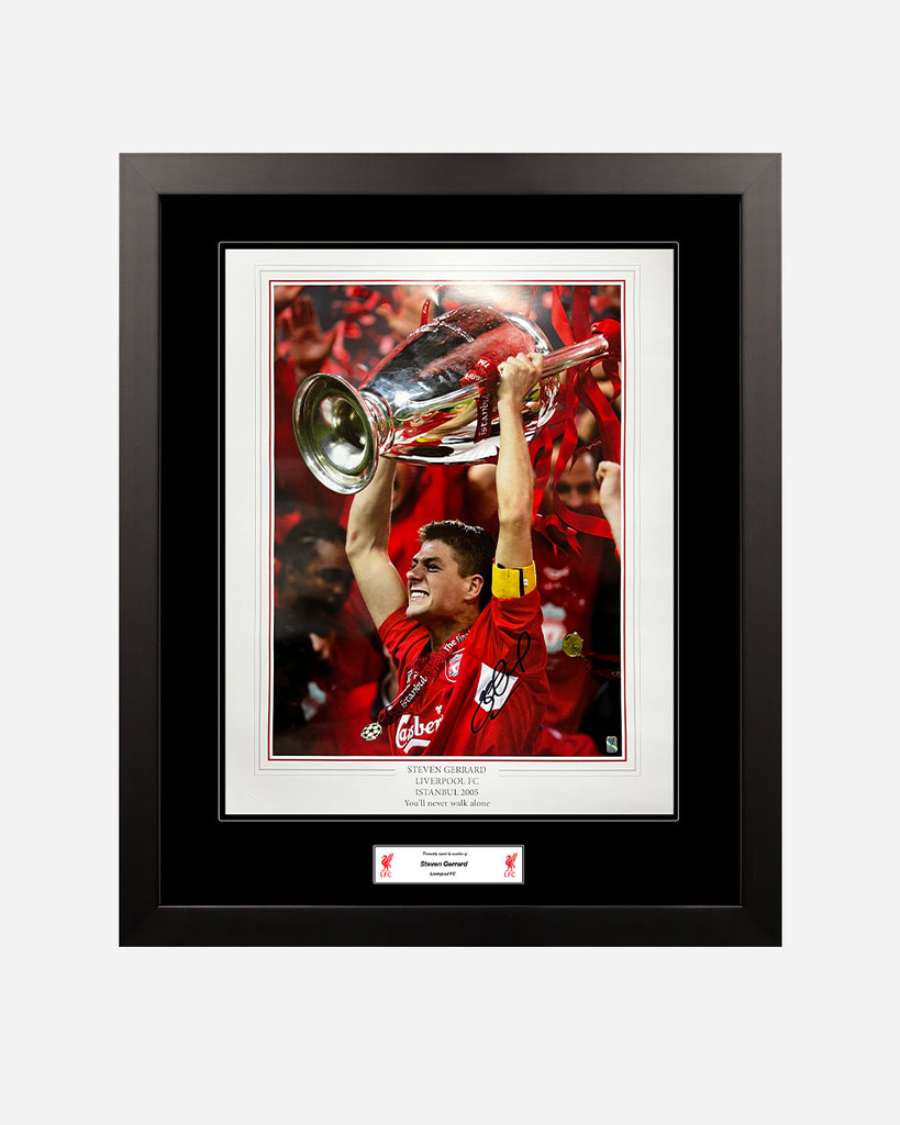 LFC Steven Gerrard Signed 2005 UEFA Champions League Winner Framed Image Official LFC Store