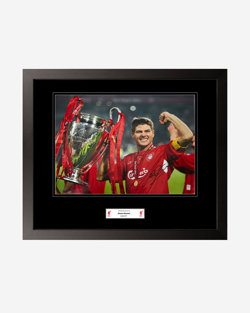 LFC Steven Gerrard Signed 2005 UEFA Champions League Winner Framed Image - LFC RETAIL UAE